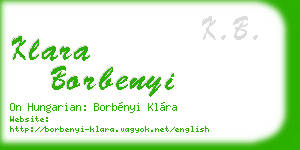 klara borbenyi business card