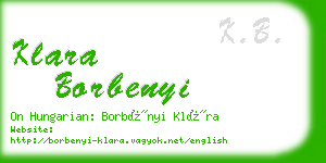 klara borbenyi business card